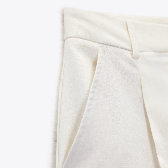 New Zara High Rise Linen Blend Shorts Size M - Picture 5 of 9